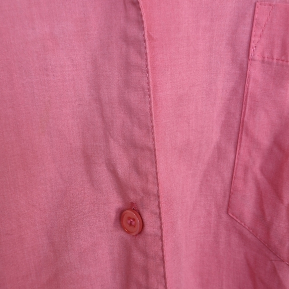 Basic Editions Shirt Peach Plus Sz22W Short Sleeves Pocket ButtonFront PolyBlend - Picture 7 of 9